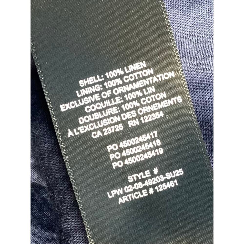 Aritzia Sunday Best Karina Linen Smocked Babydoll Dress XS navy blue lace rose - Picture 14 of 14